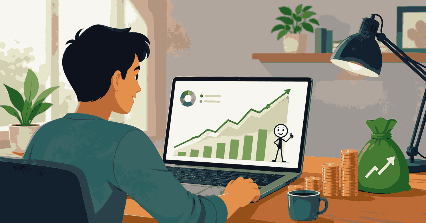 'Make money with AI animation videos on a laptop dashboard'